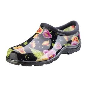 ☔️Sloggers Women's Rain & Garden Shoes Black Pansy Pattern☔️